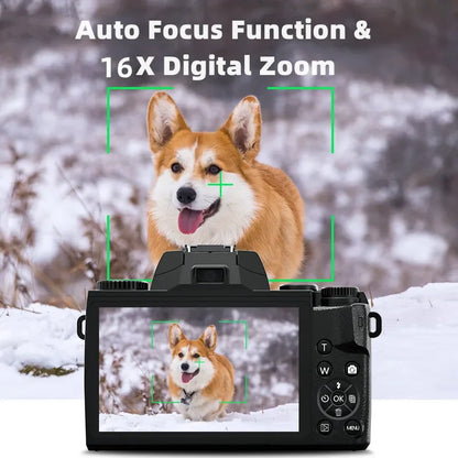 4K HD Digital Camera DSLR Camcorder 64MP Auto Focus Photography YouTube Streaming 16X Zoom Optical 4.0"Touch Screen Video Camera