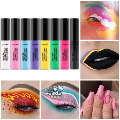 8 Color Eyeliner Liquid Pencil Waterproof Easy To Wear Make Up Matte Eye Liner Blue Pink Green White Black Purple Yellow Eyliner