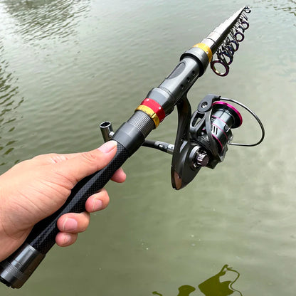 Fishing Rod and Reel Set Superhard Telescopic Fishing Rod 1.8-3.6m Spinning Reel 1000 2000 3000 Fishing Rod with Reel Pesca