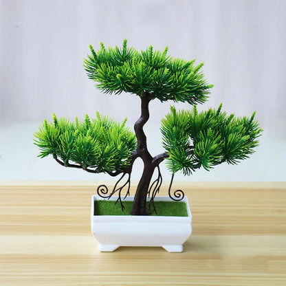 Artificial Plants Potted Green Bonsai Small Tree Grass Plants Pot Ornament Fake Flowers for Home Garden Decoration Wedding Party