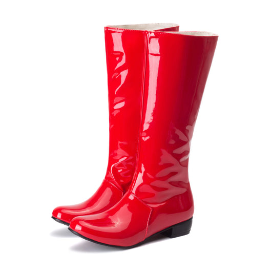 Knee High Boots Long Boots Patent Leather Boots Black White Red Knee High Boots for Women Plus Size Zipper Boots High Heel Shoes