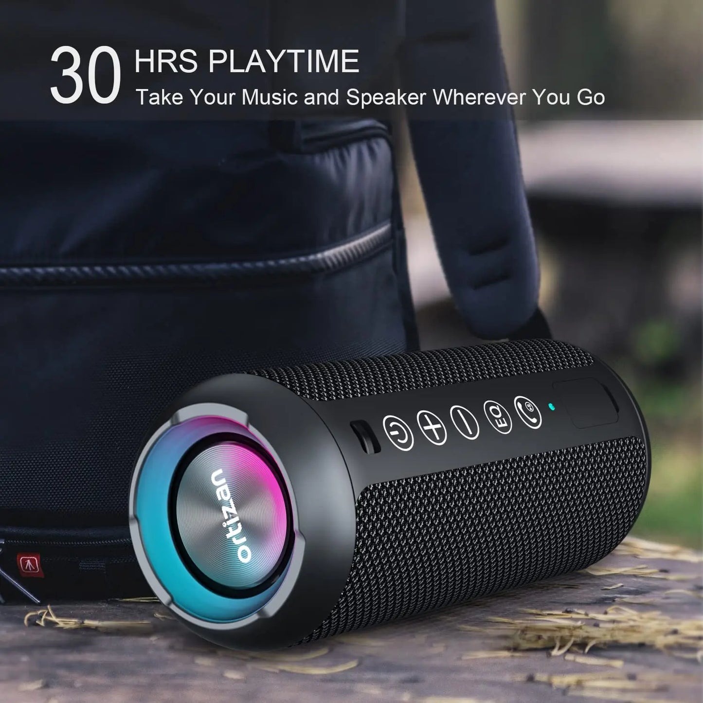 Ortizan Portable Bluetooth Speakers with Bass Boost,IPX7 Waterproof,Suporrt TF Card/AUX,RGB Lights,30H Playtime,24W Loud Drivers