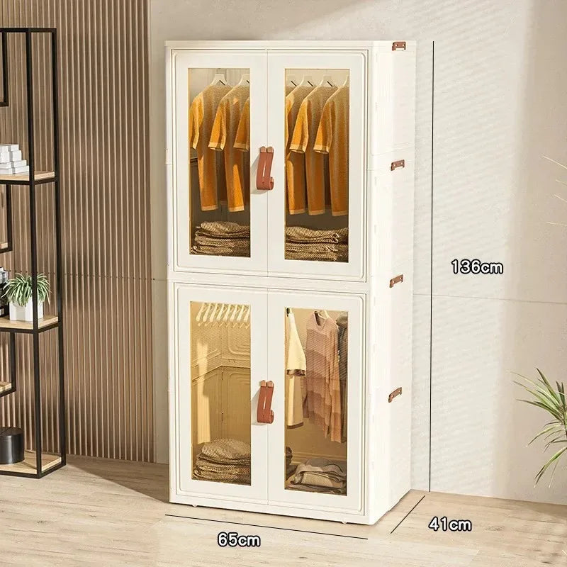 Large Capacity Wardrobe Storage Cabinet Installation Free Clothing And Bedding Sorting Folding Box Double Open Organizer Bin