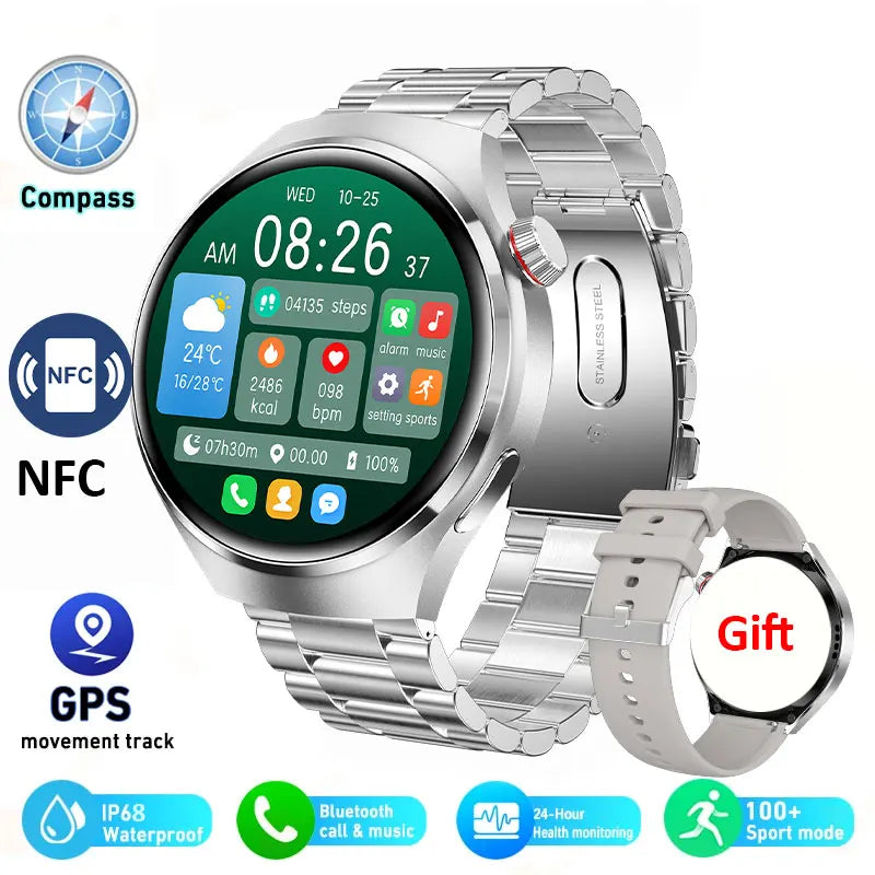 2024 New Smart Watch Heart rate Health Monitor Bluetooth Call NFC GPS Tracker IP68 Waterproof  SmartWatch Men For HUAWEI GT4 Pro