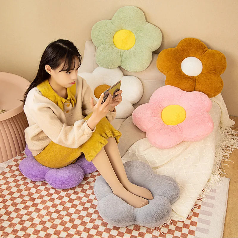 Cushion Flower Circular Shape Cloth With Soft Nap Office Classroom Chair Cushion Couch Pillow Bedroom Floor Winter Thick