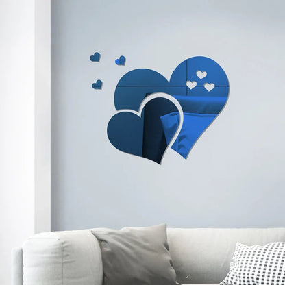 3D Acrylic Wall Stickers Europe Style Hearts Fashion DIY Decals Self-adhesive LOVE Wedding Background Decoration Mirror Ornament