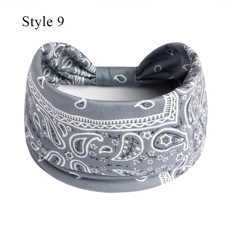 Boho Knot Turbans Yoga Elastic Head Wrap Women Headband Wide Hairbands Headwear Floral Bandanas Fashion Hair Band Accessories