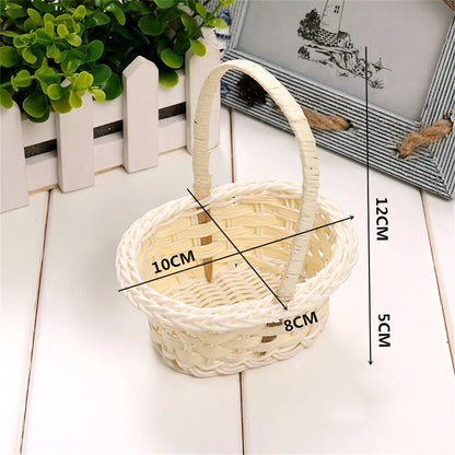 Hand Made Wicker Basket Wicker Flower Basket Shopping Storage Hamper and Handle Wooden Wicker Picnic Basket Fruit Basket