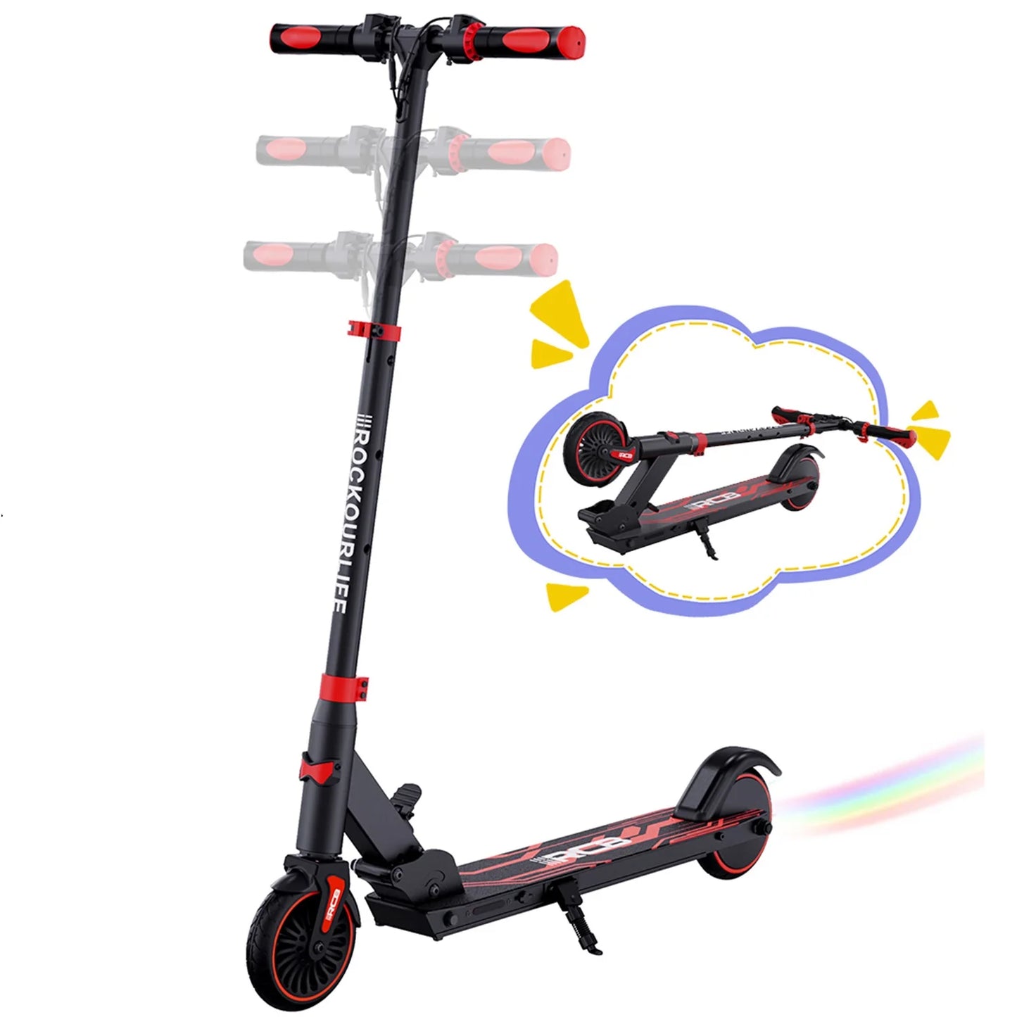 RCB Electric Scooter for Kids Ages 6-8-12, R15 Kids Electric Scooter, 20 KM/H Top Speed, 16KM Range, 3 Heights Adjustable, Gifts