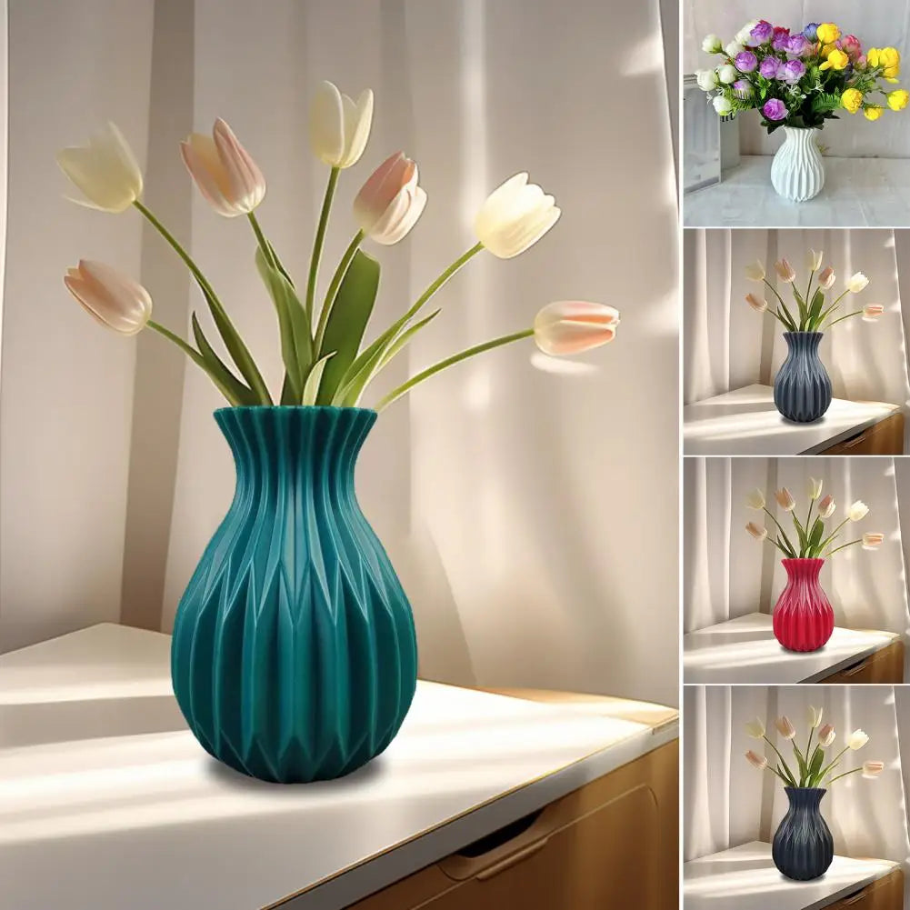 1Pc Decorative Vase Elegant Fine Workmanship Flower Vase for Home Decoration Modern Plastic Flower Pot for Room Ornament Wedding