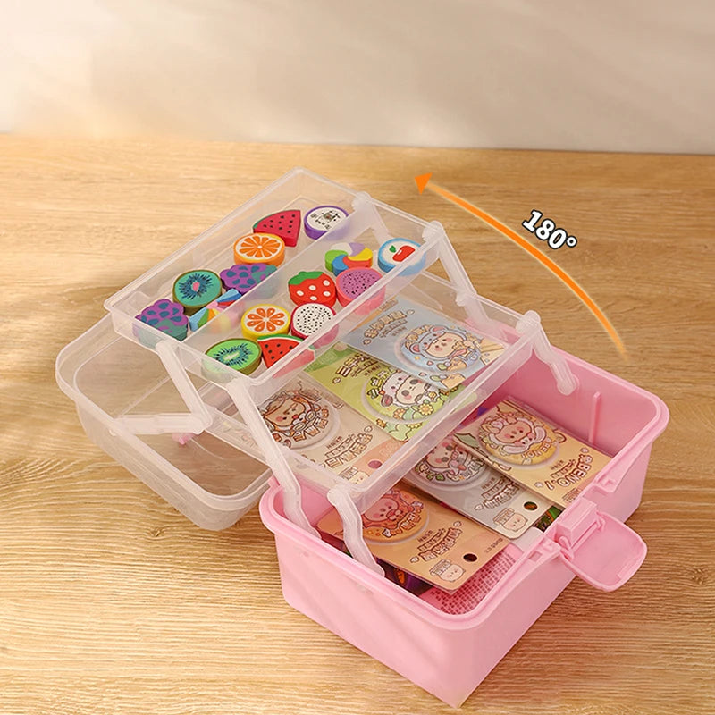 Children's Hair Accessories Storage Box Head Rope Hairpin Card Pen Sundries Stationery Box Cute Girl Jewelry Box