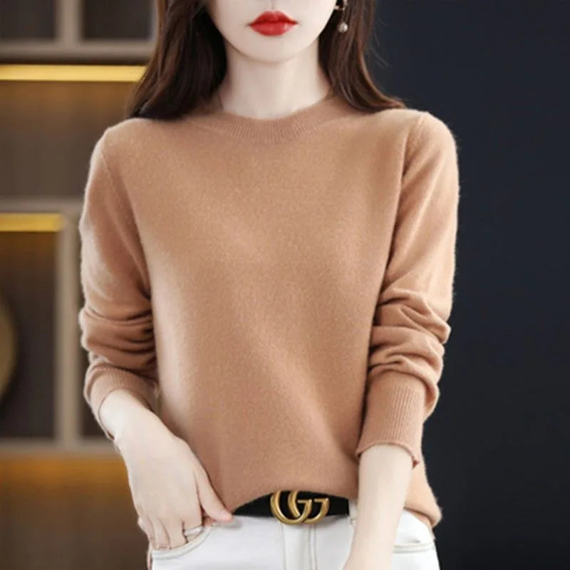 Women Sweater O-neck Autumn Winter Basic Pullover Warm Casual Pulls Jumpers Korean Long-sleeved Solid Knitwear Bottoming Shirt