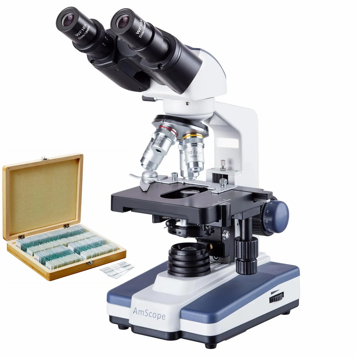 AmScope 40X-2500X LED Lab Binocular Compound Microscope with 3D-Stage