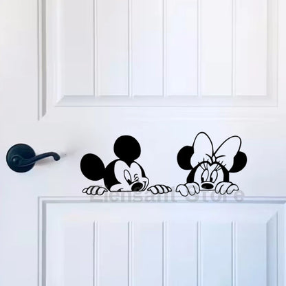 Cartoon Mickey Minnie Mouse Vinyl Wall Sticker Baby Room Home Decoration Car Laptop Cabinet Decals Mural DIY Stickers Decor