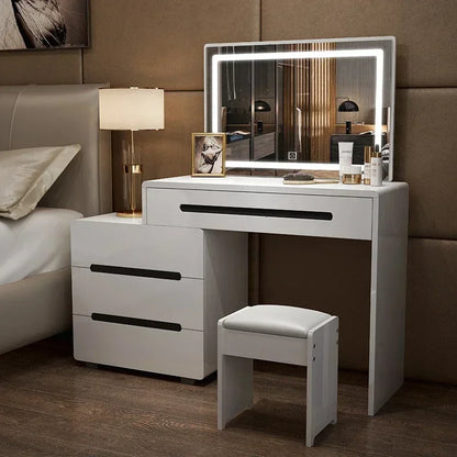 Minimalist Bedroom Vanity Table Luxury Mirror Vanity Stretchable Cabinet Dressers for Bedroom Tocador Nordic Furniture