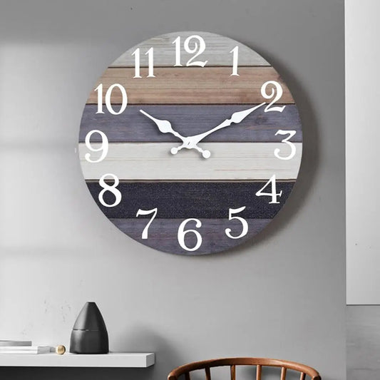 Wooden Wall Clock Number Wall Clock Vintage Rustic Wood Wall Clock Silent Non Ticking Analog Timepiece for Room Bedroom Decor