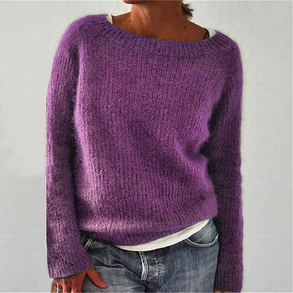 Women Loose Sweaters Autumn Winter O-Neck Long Sleeve Casual Solid Pullover Knitwear Tops XXBLH-2536