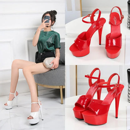 2024 Pole Dance Shoes Stripper High Heels Women's Sexy Show Shoes Sandals Party Club 15 CM Platform High-heeled Wedding Footwear