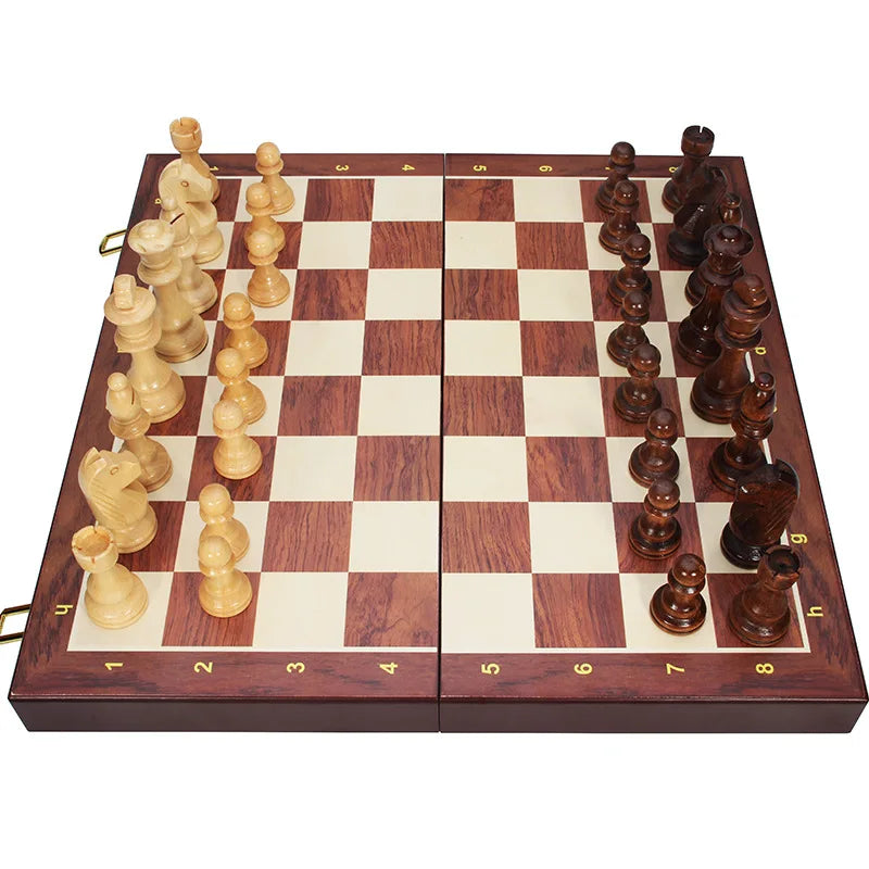 Chess Set Top Grade Wooden Folding Big Traditional Classic Handwork Solid Wood Pieces Walnut Chessboard Children Gift Board Game