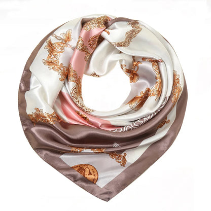 Floral Print Silk Square Scarf Women Soft Satin Kerchief Hairband Neckerchief Head Hijab Lady Headband Foulard Bag Ribbon