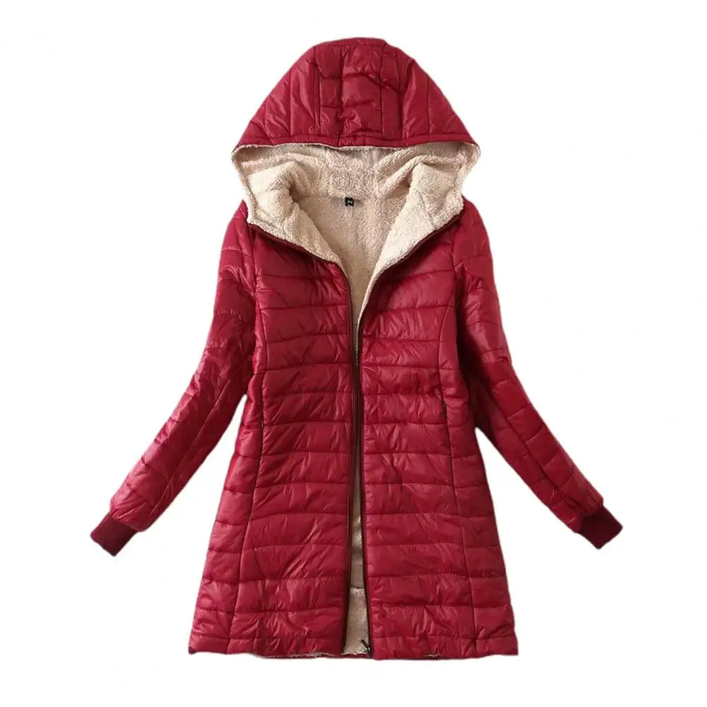 Plush Lining Women Parkas Autumn Winter Women Cotton Jacket Padded Casual Slim Coat Emboridery Hooded Parkas Women Jacket Coat