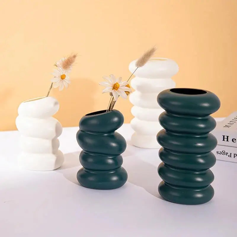 1PC Plastic Spiral Decorative Vase Scandinavian Flower Arrangement Kitchen Living Room Bedroom Home Wedding Decoration Ornament