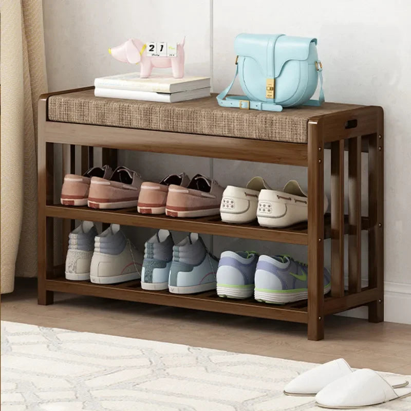 Household Entry Shoe Rack Multi-layer Partition Soft Bag Cushion Storage Cabinets Entryway Shoe Organizer Mudroom Shoe Bench