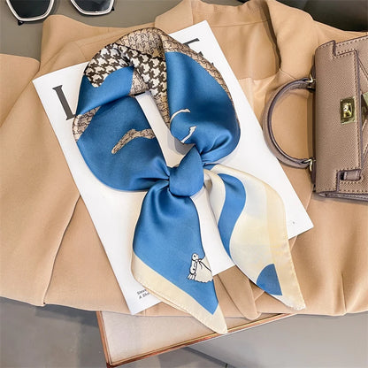 Silk Square Scarf Women Satin Shawls Neckerchief Casual Scarves Bandana Hair Hjiab 70*70cm 2023 New Fashion Luxury Brand