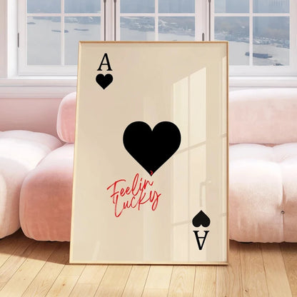 Modern Trendy Ace of Hearts Playing Card Wall Art Prints Canvas Painting Poster Pictures For Kitchen Room Home Decor