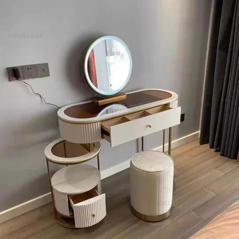 Nordic Designer Home Dressers Light Luxury Storage Cabinets with Mirror Small Apartment Ins Dressing Tables Bedroom Furniture