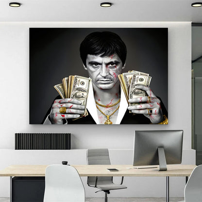 Modern Gangster Movie Scarface Posters Prints Tony Montana Money Canvas Painting Portrait Wall Art Pictures Living Room Decor