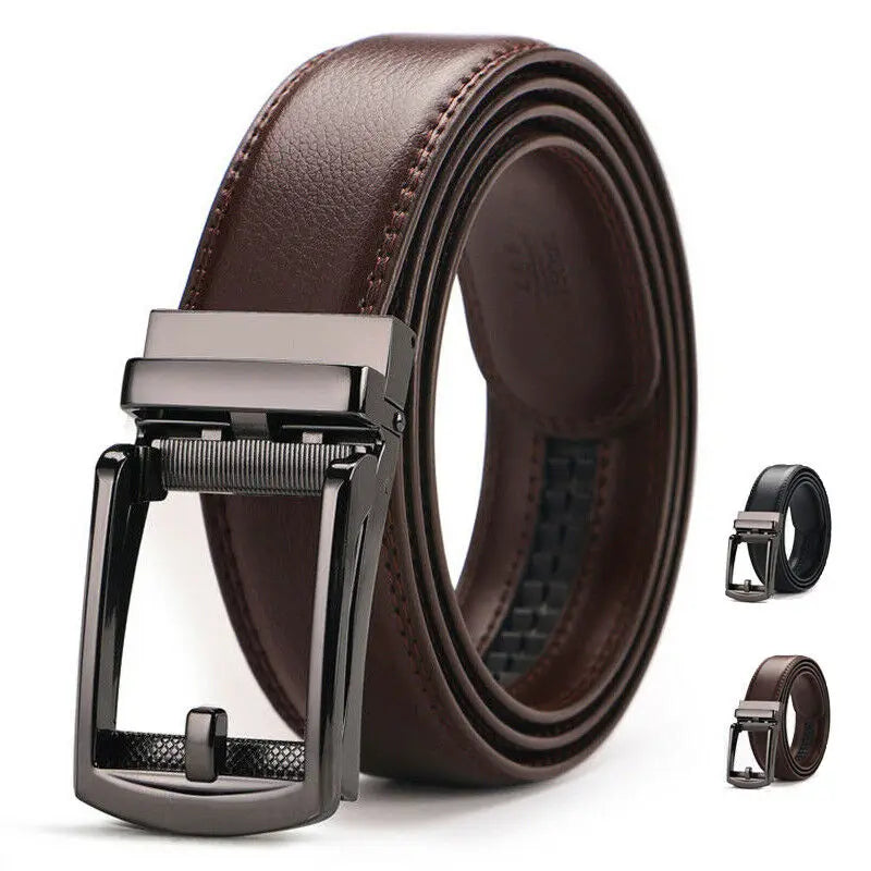 Mens Business Style Belt Black Top Quality PU Leather Detachable Strap Automatic Buckle Brand Desiger Fashion Waistband For Jean