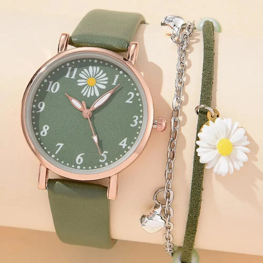 New Watch for Women Dress Romantic Bracelet WristWatch Fashion Ladies Leather Quartz Watch Clock Women Montre Femme