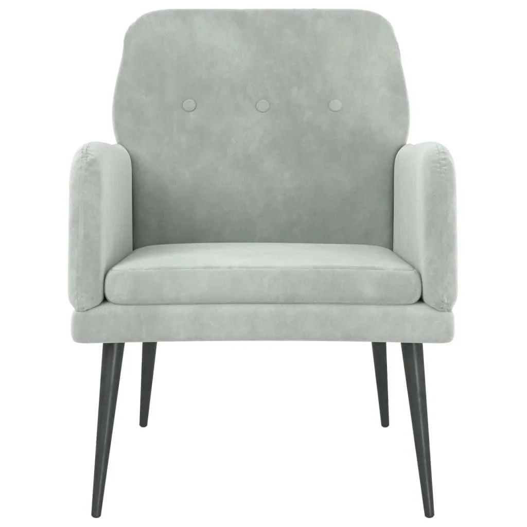 Light gray armchair 62x79x79 cm Velvet Modern Nordic design Furniture Living Room Home relax Leisure Luxury armchair