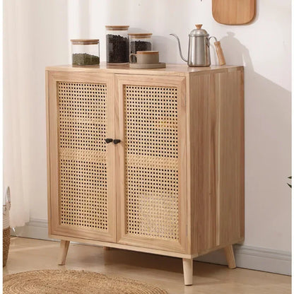 Indonesian Rattan Storage Cabinet Living Room Wood Meal Side Cabinet Multifunctional Kitchen Cabinet Brass Handle Home Furniture