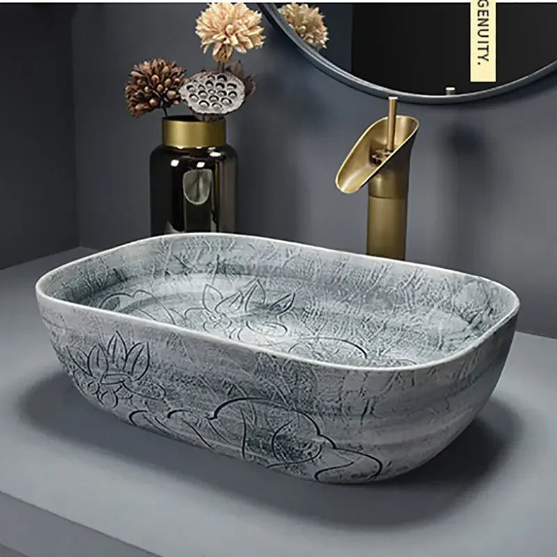 Bathroom Sinks European Countertop Basin Luxury Home Ceramic Bathroom Washbasins mini Oval Wash Basin Toilet Overhead Sink D