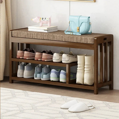 Household Entry Shoe Rack Multi-layer Partition Soft Bag Cushion Storage Cabinets Entryway Shoe Organizer Mudroom Shoe Bench