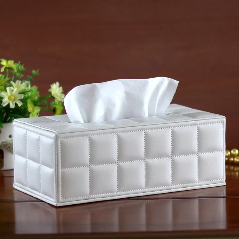 HOT SALES!! Faux Leather Rectangle Paper Holder Tissue Dispenser Storage Box Car Home Decor High uality Tissue Box Rectangle