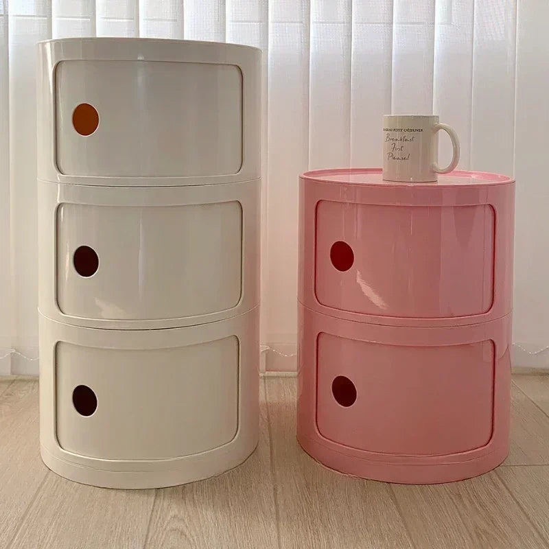 Creative Bedroom Bedside Table Modern Minimalist Round Storage Small Cabinet Large Capacity Simple Modern Plastic Side Cabinet