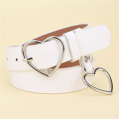 Fashion Leather Belt Metal Heart Buckle Camel White Black Retro PU Waistband Designer Cinto Feminino Pants Strap for Women Girls