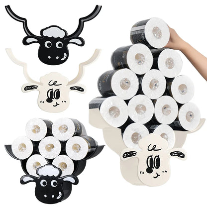 Wall Mounted Paper Storage & Organizer Sheep 7 Rolls Toilet Paper Stand Bathroom Decor Tissue Shelf Bathroom Decorative Hardware