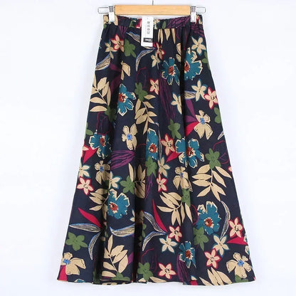 Fashion Summer Cotton Linen Women Skirt Saia Casual Vintage y2k Print Long Skirts Woman Clothes Bohemian Faldas Maxi Bottom Jupe