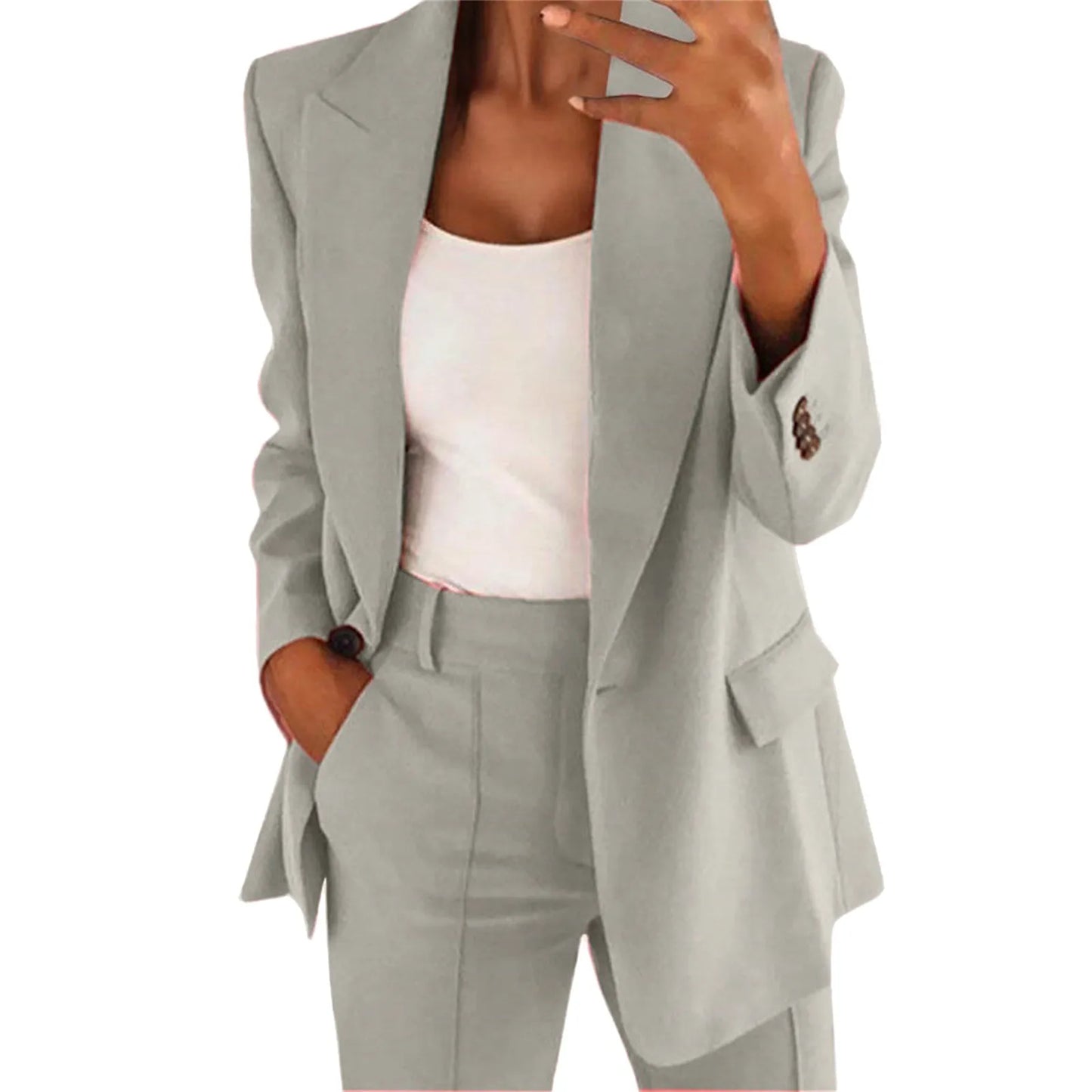 Blazer Woman Black Gray Women Coat Fashion Office Lady Wear Women's Blazers Jacket Outerwears 2024 Female Chic Outfits