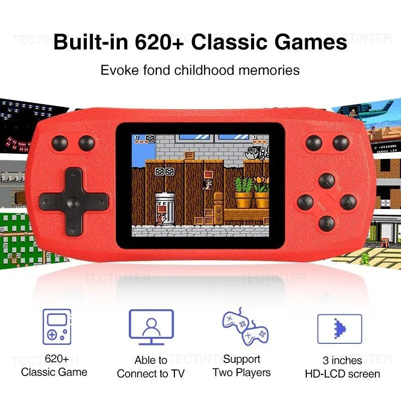 Retro Video Game Console Built in 620 Classic Games Portable Handheld Game Player Rechargeable Console AV Ouput