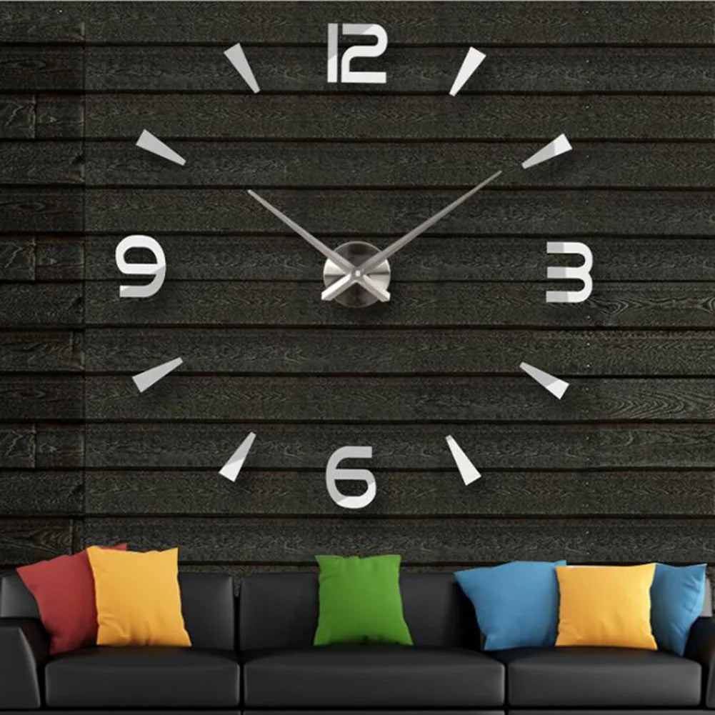 Large 3D DIY Wall Clock Giant Acrylic Mirror Clocks Frameless Big Horloge Home Decoration for Living Room Bedroom Wall Decor