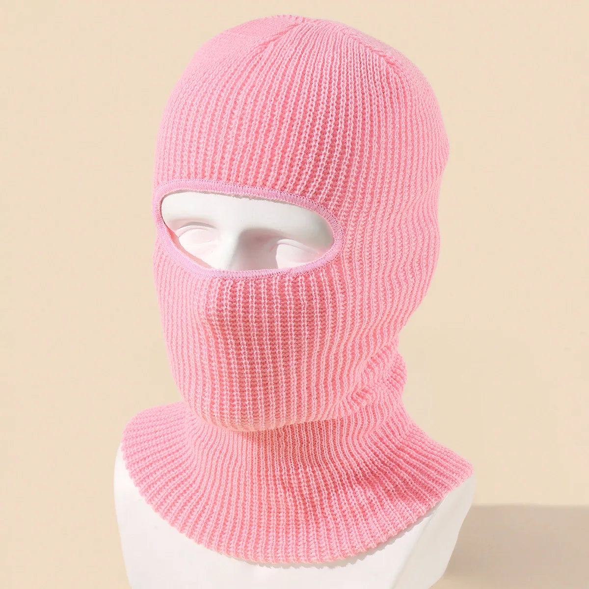 Candy Color Cute Full Face Cover Ski Mask Hat Bear Ear Balaclava Knitted Hats Outdoor Cycling Ear Protection Hat Beanies Hat Men