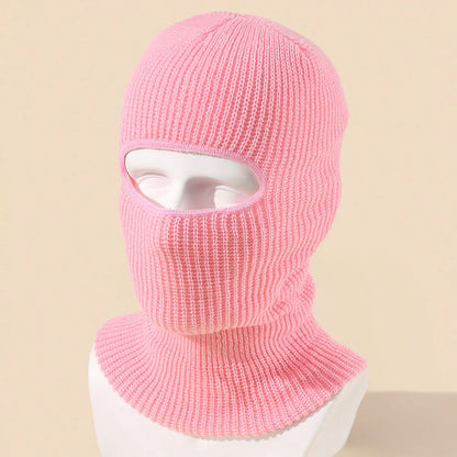 Candy Color Cute Full Face Cover Ski Mask Hat Bear Ear Balaclava Knitted Hats Outdoor Cycling Ear Protection Hat Beanies Hat Men