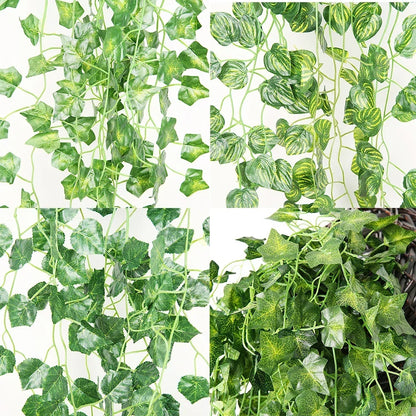 Artificial Plant creeper Green wall hanging Vine Home Garden Decoration rattan Wedding Party DIY Fake Wreath Leaves Ivy