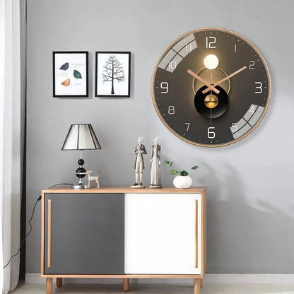 Modern Simple Punctuality Quartz Wall Clock Light Shadow Geometric Design Silent Movement Living Room Bedroom Decor Pendant