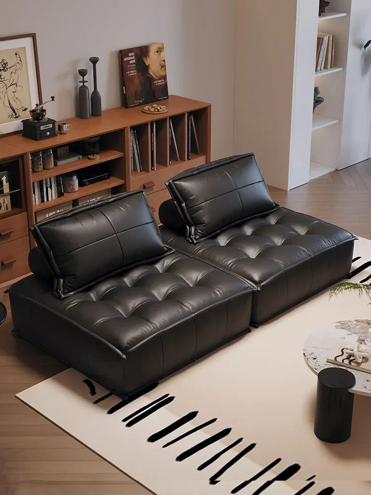 Living Room Armless Sofa Chair Soft Seated Single Sofa Bean Bag Single Chair Comfy Floor Sofa with Removable Pillow Couch